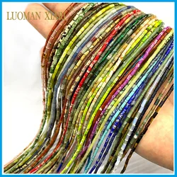Natural Stone Beads 2x4mm Hematite Agate Jasper Crystal Cylinder Tube Loose Spacer Bead for Jewelry Making Diy Bracelet Necklace