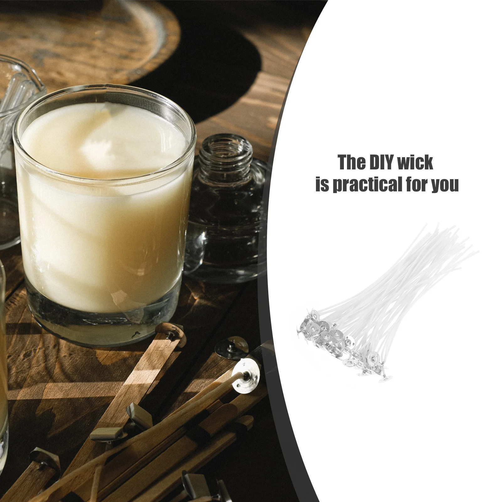 

50 Pcs Making DIY Wax Wick Cotton Wicks with Cover Practical for Candles Weave Replacement