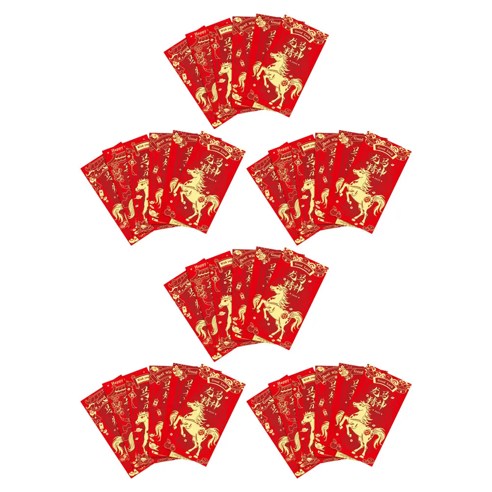 

48pcs Year Of The Horse Red Envelopes Chinese New Year Lucky Money Paper Envelopes Wedding Birthday Festival Celebration Bulk
