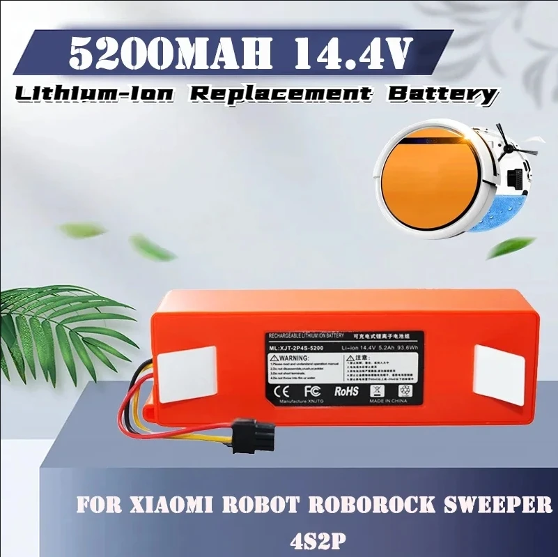 

14.4V 5200mAh Li-ion Robot Vacuum Cleaner Replacement Battery Tool ,for Xiaomi Robot Sweeper S50 S51 S55 Accessories Spare Parts