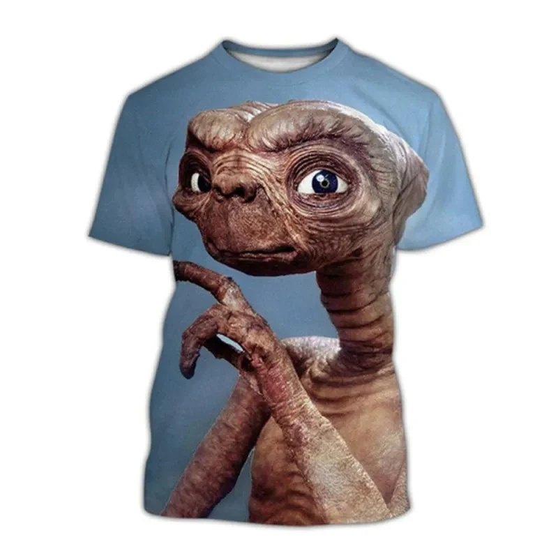 E. t. 男性と女性のための特大のTシャツ,3Dプリントの服,カジュアルウェア,半袖