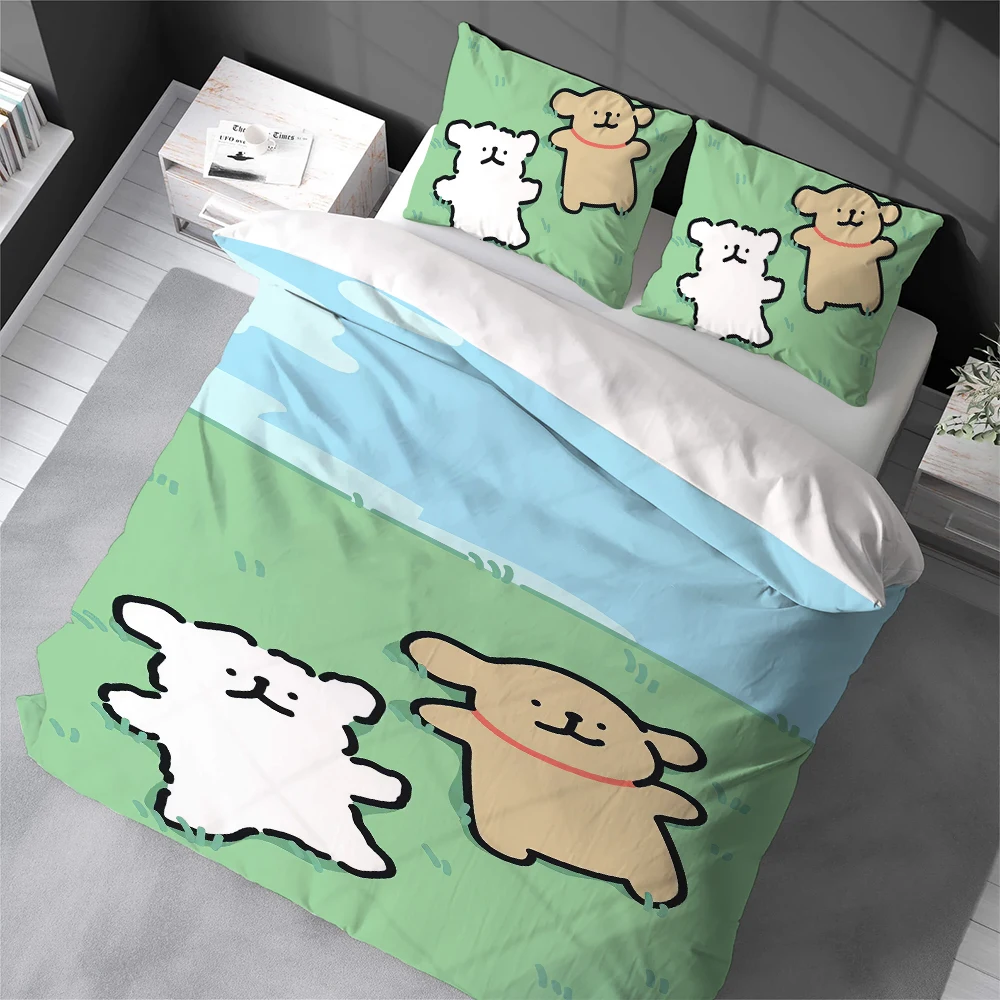 

Милый комплект постельного белья с рисунком собаки, домашний стиль, мягкий хлопковый комплект из 3 предметов, подарок для студенческого общежития
