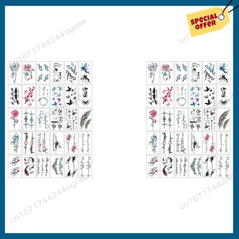 -A15I 60Pcs Sexy Dark Temporary Tattoo Sticker Waterproof Temporary Tattoo Fake Tattoo Sticker