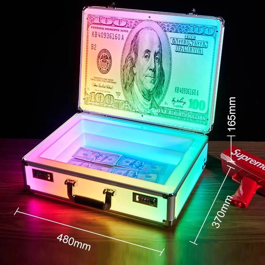 Bar Club Customized US Dollar 100 Money Case Carrier Holder Box LED Bottle Presenter suitcase display VIP currency briefcase