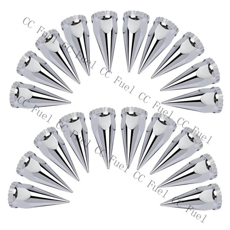 C+ 20x For Semi Truck 33mm Lug Nut Covers Chrome Thread-on Spiked ABS Plastic