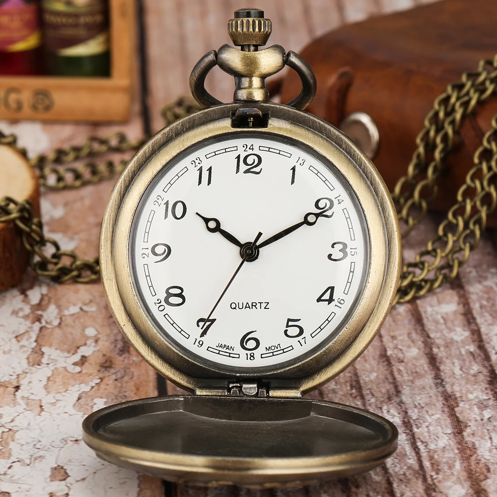 Vintage Sailplane Pattern Bronze Quartz Pendant Fob Pocket Watch With Necklace Chain Gift For Men Women