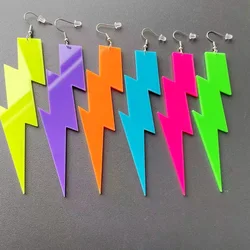 Neon Big Lightning Earrings for Women Exaggerated Retro Candy Color Pendant Acrylic Drop Dangle Outfit Glow Party Accessories