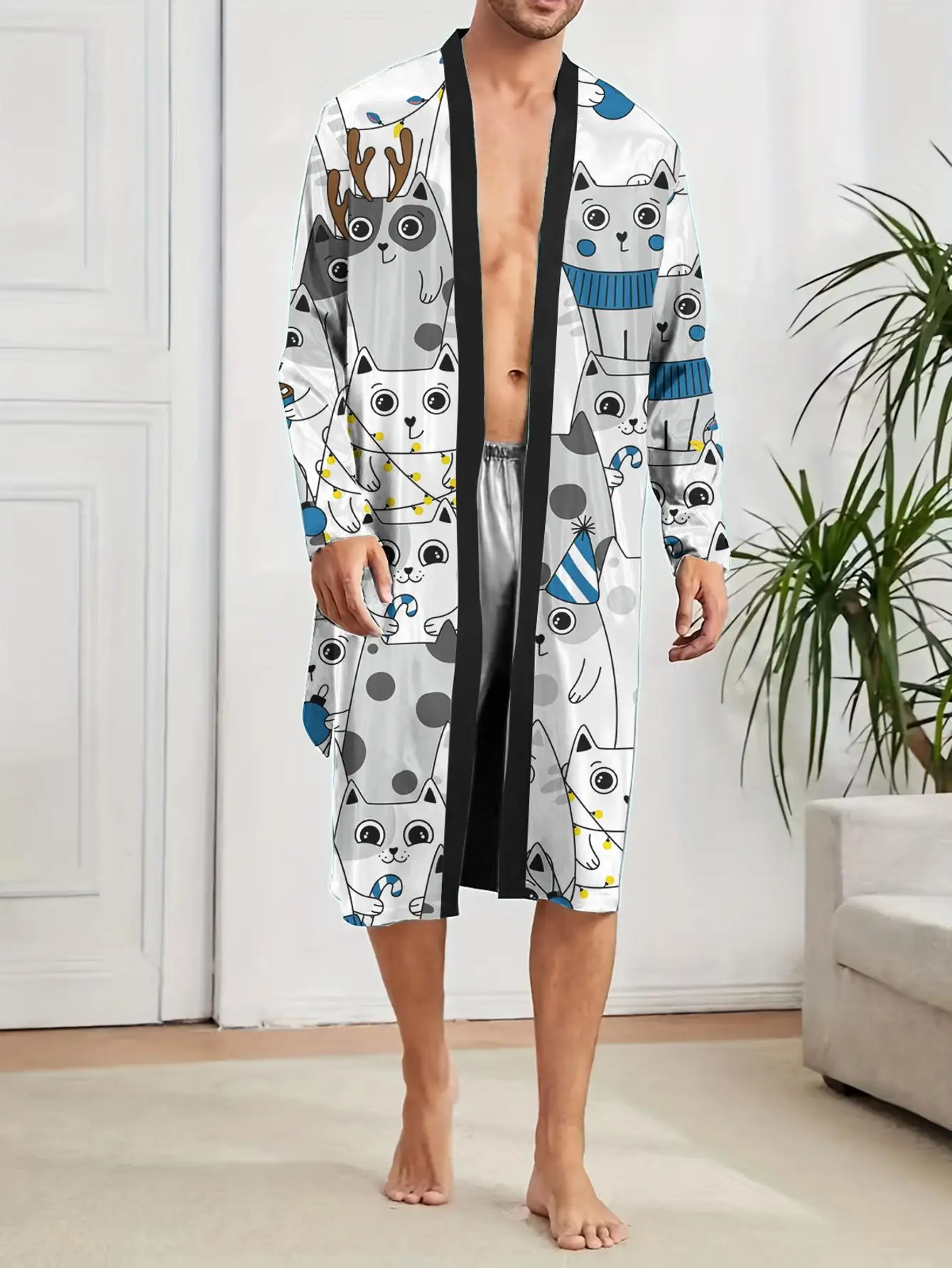 1pcs Men's Robes 2026 Spring/Summer Bathrobe man Robe man Breathable Graphic Men's bathrobe 3D Printed Sleepwear Bathrobe