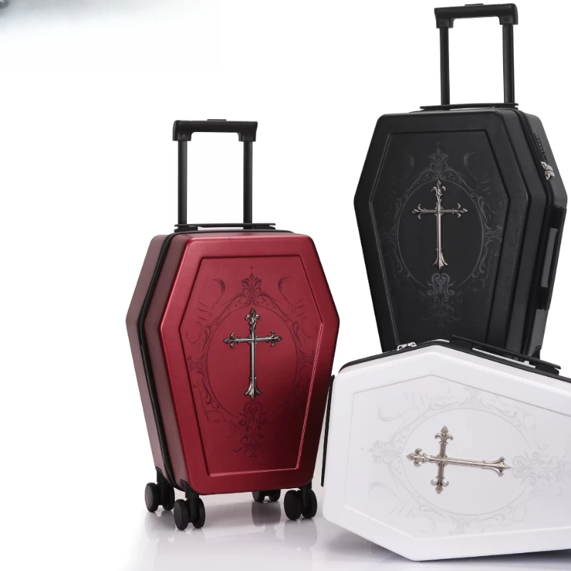 Coffin trolley case Halloween suitcase black retro trend suitcase personalized dark password box