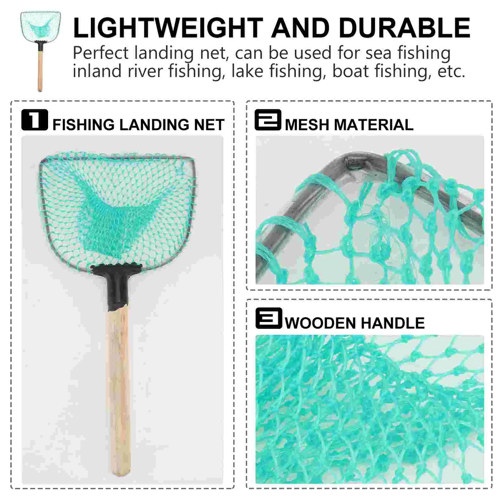 Aquarium Fish and Shrimp Fishing Net Mesh Tank Fishnet Dip Wooden Sturdy Easy Tool