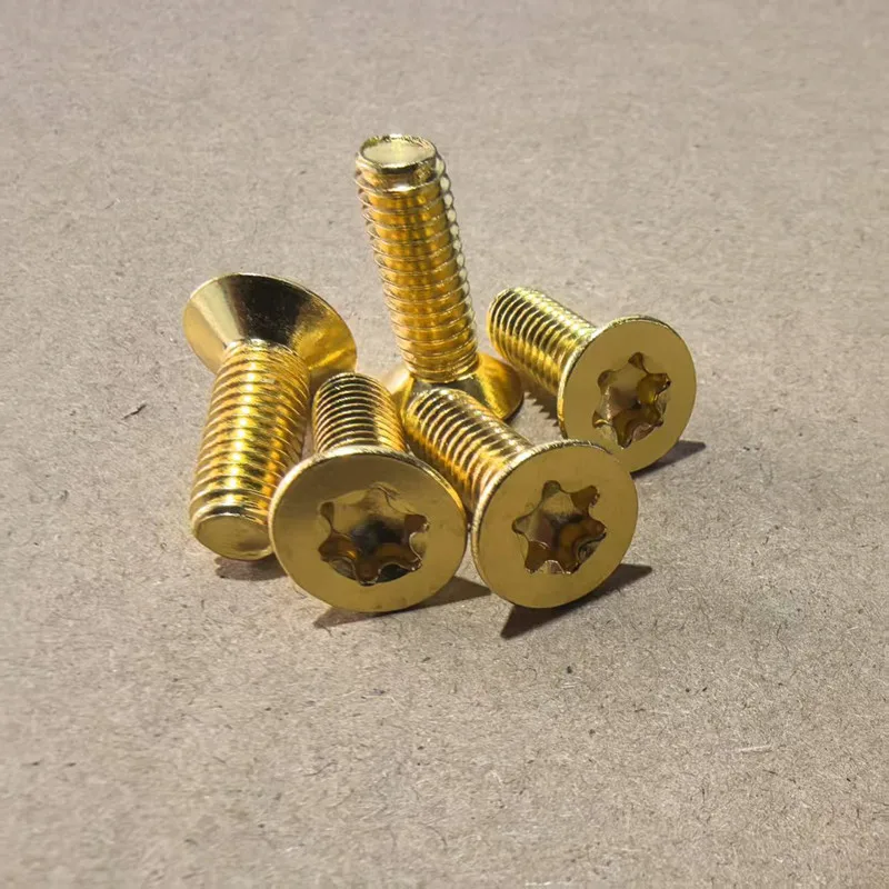 5pcs-10pcs M3 M4 M5 M6 Stainless Steel with Titanium plated Gloden colour GB2673 Six-Lobe Torx Flat Countersunk Head Screw Bolt