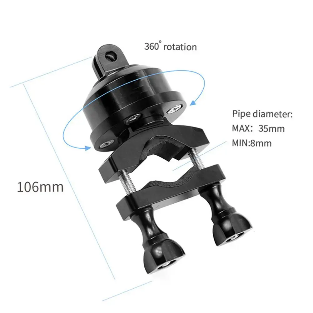 

360 Degree Camera Stand Bike Mount Black Handlebar Motorcycle Lightweight Durable Panoramic Video Shooting Action Cameras