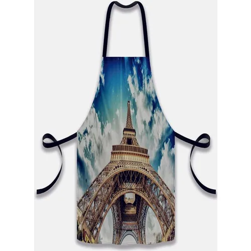 Else Carpet Else Blue Cloud Eiffel Tower Pattern Fabric Chef Dish Kitchen Apron and Towel