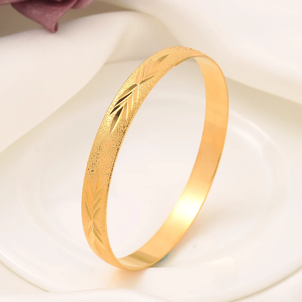 24K Gold Plated Bangles Ethiopian Africa Fashion Gold Color Bangles For Women African Bride Wedding Bracelet Jewelry Gifts