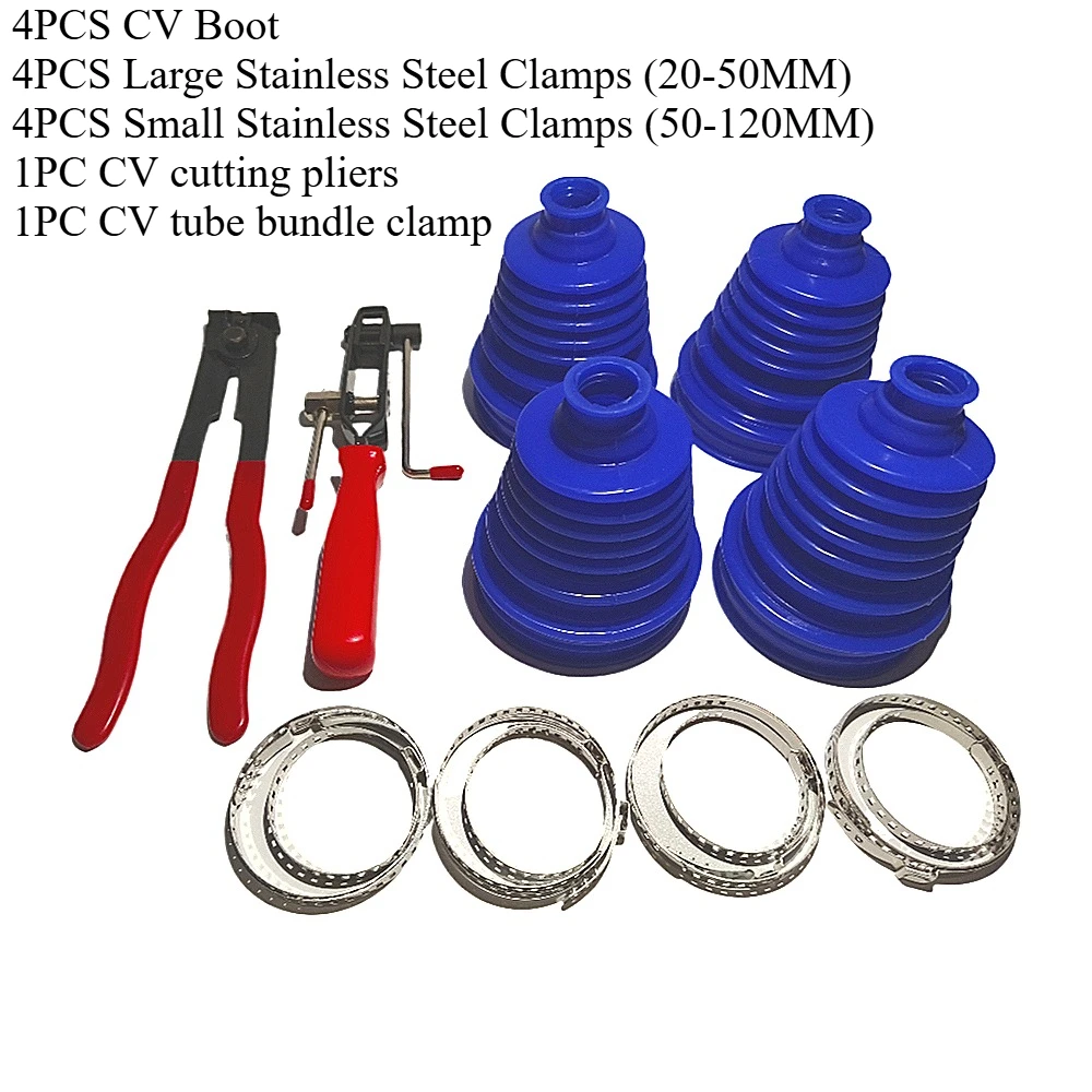 Car Silicone Constant Speed Dust Cover Replacement CV Boot Universal Ball Round Clamp Track Connector Kit CV Boot Kit