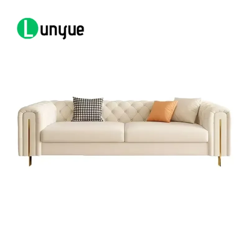 Light Luxury Modern Round Foldable Sofa Set Solid Wood Frame Leather Fabric Customizable for Large Small Apartments Living