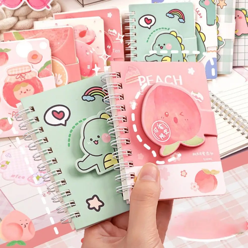 4Pcs 80 Pages Cartoon Coil Notebook New Office School Learn Supplies Mini Pocket Notepad Paper Notebook