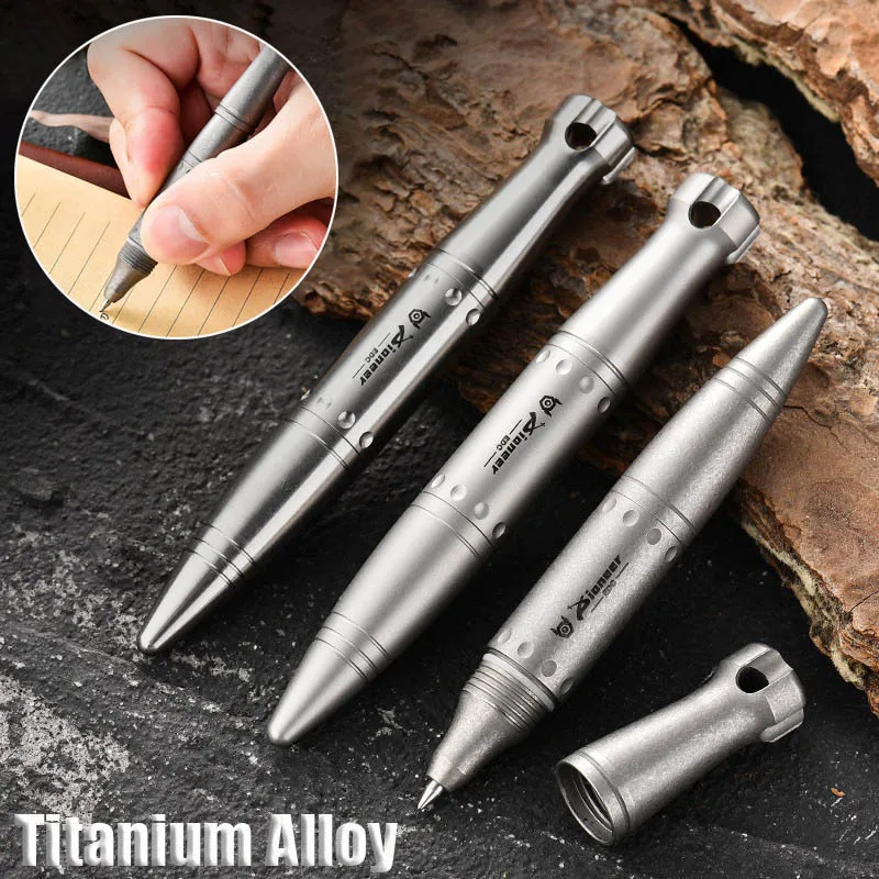 Titanium Alloy Keychain Pen Portable School Business Office Signature Writing Ballpen Men Women Gift Break Windows EDC Tools