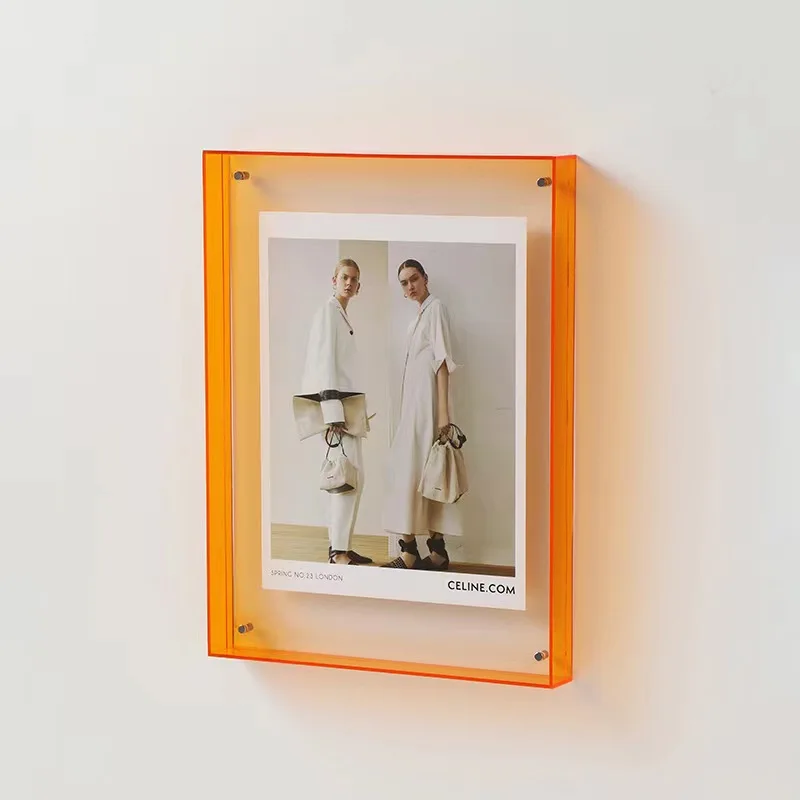 

Floating Picture Frame Acrylic Neon Translucent Colorful Decorative Photo Frame for Desk Wall Mounting Tabletop