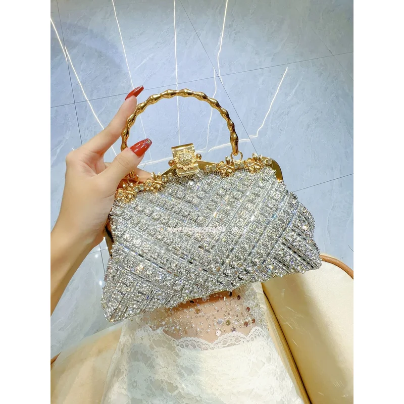 

Вечерняя сумка с блестящими стразами и бриллиантами, женская блестящая сумочка, кошелек-клатч для свадебной вечеринки, сумка на плечо