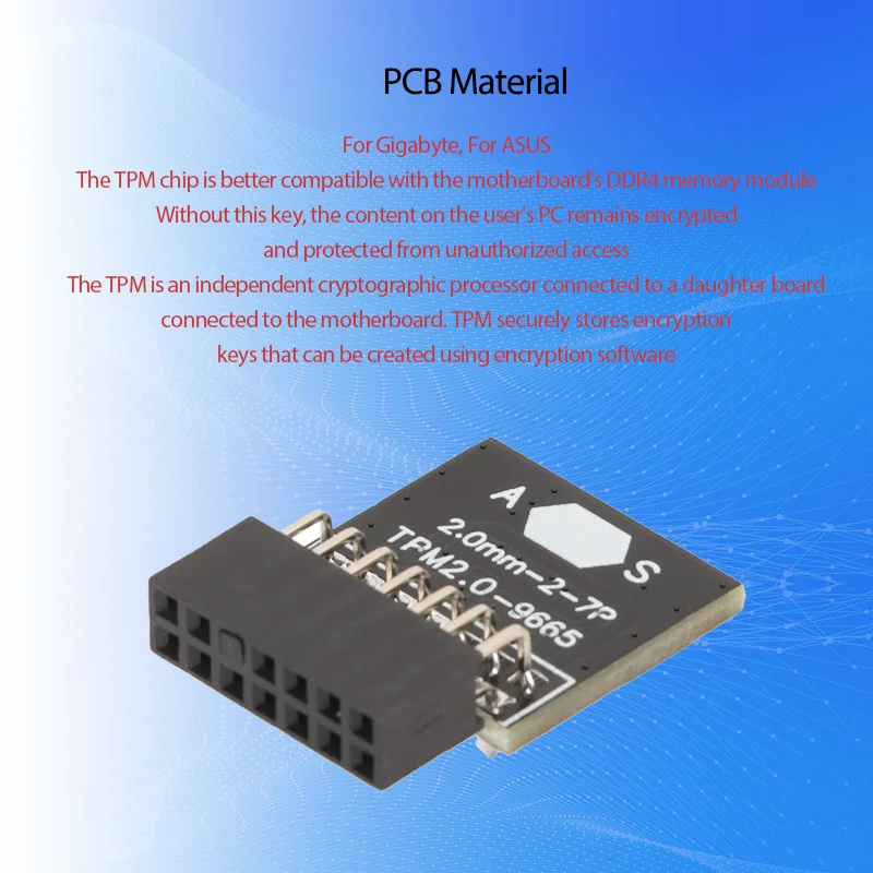 TPM 2.0 Security Encryption Module 14Pin LPC Interface Remote Encryption Card For MSI 14Pin LPC TPM Module