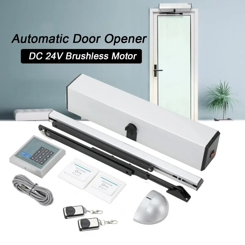 Automatic Swing Door Opener Closer 100v-240V Residential Commercial Electric Swing Gate with 2 Remote Controllers for Hotel
