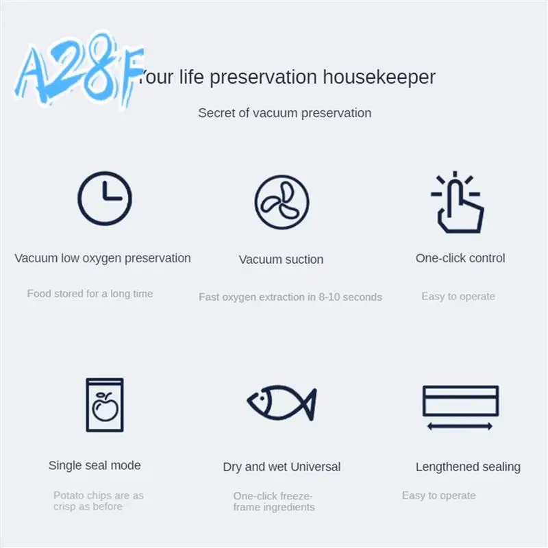 

A28F-Versatile Vacuum Sealer Machine Portable Food Sealer Machine Food Preservation With Dual Sealing Modes EU Plug