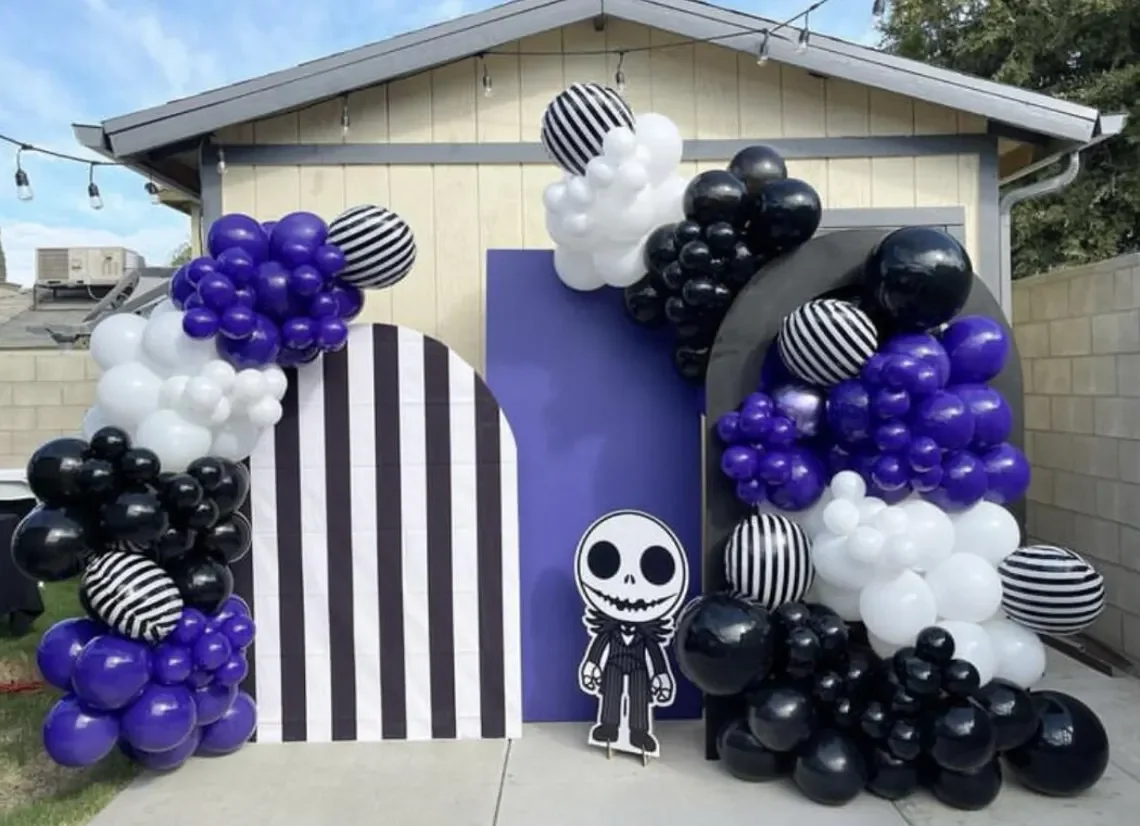 MOCSICKA 줄무늬 아치 배경 스탠드 커버, 유령 할로윈 파티 장식, 어린이 베이비 샤워 파티 장식, 아치 커버