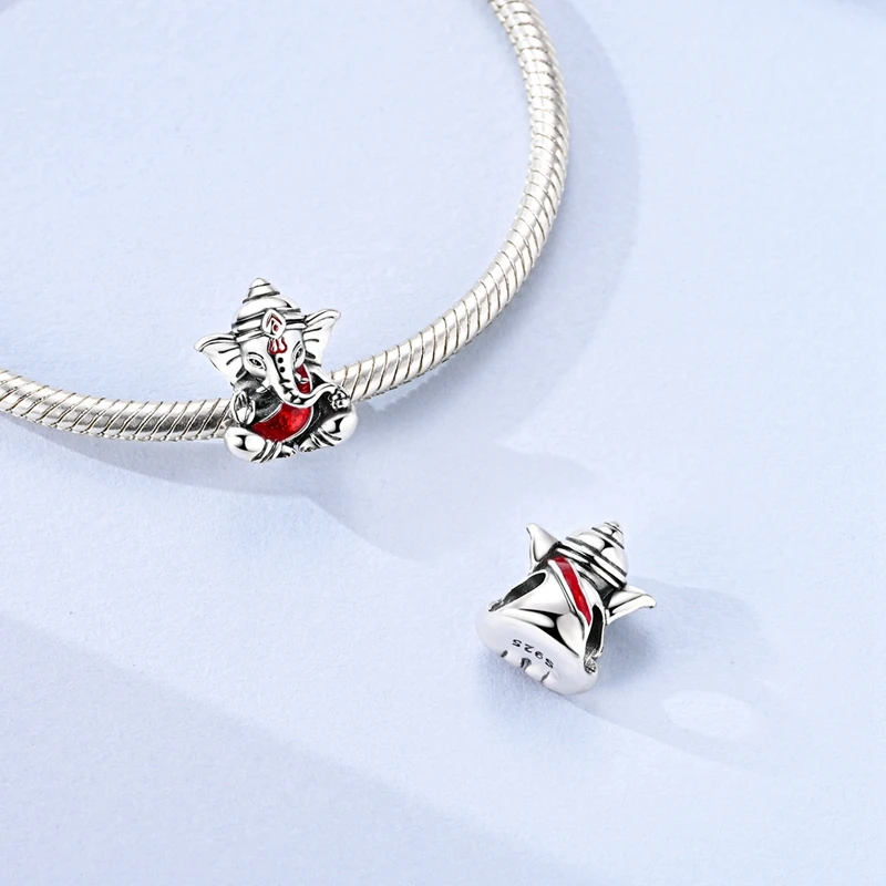 Ganesha Bead Charm Hindu Elephant God Spacer Bead 925 Sterling Silver Wisdom Prosperity & Blessing Fit DIY Bracelet Jewelry Gift