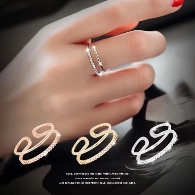 925 Sterling Silver kokardka cyrkon otwarte pierścionki dla kobiet moda zapobieganie alergii srebro-biżuteria