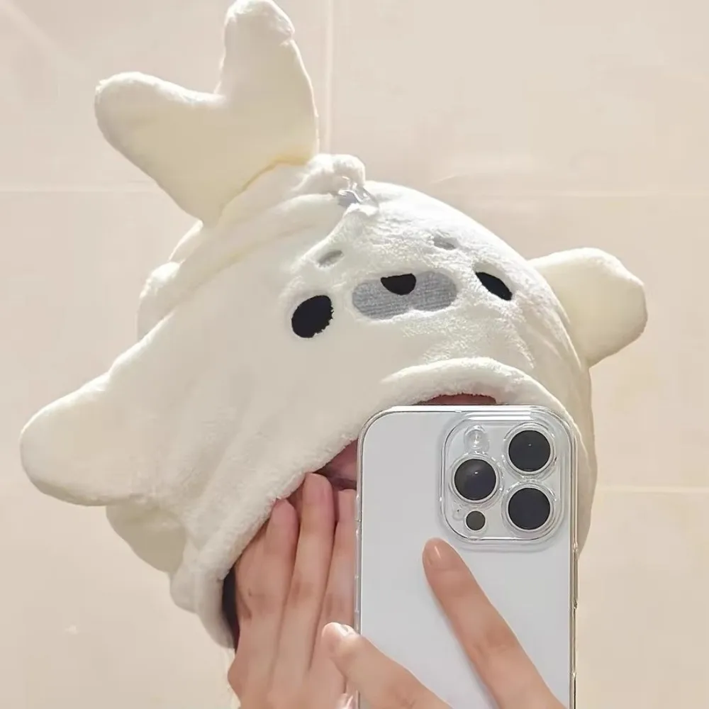 Cartoon Baby Seal Dry Hair Cap Super Absorbent Coral Fleece Hair Drying Cap Quick-Drying Ultra-Thick Hand Wipe Towel