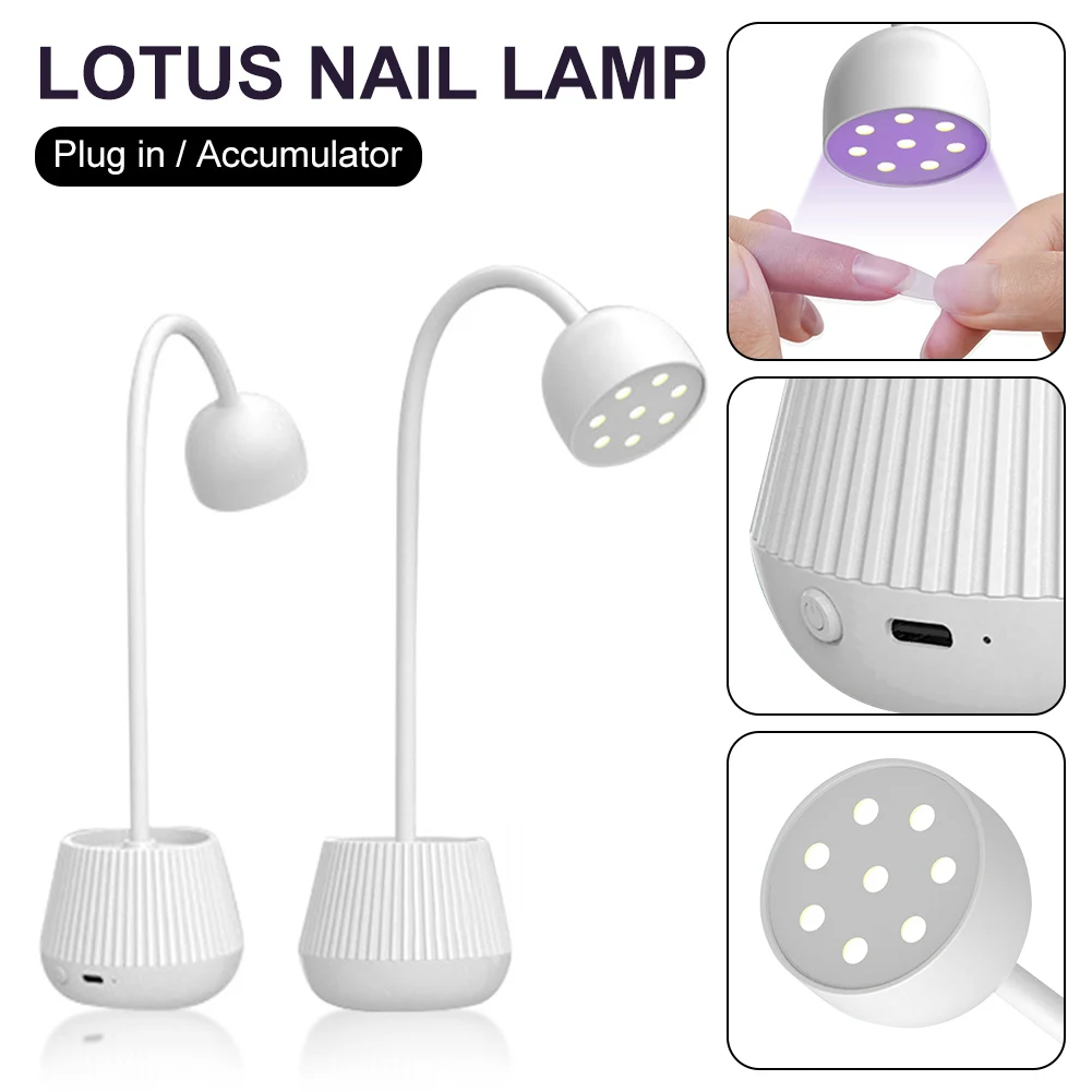 Lotus Nail Lamp Secagem rápida Gel Unha Polonês Secador Luz UV para Unhas de Gel Lâmpada LED Profissional para Manicure (Carregamento)