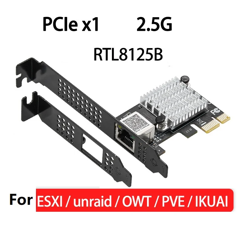 2.5G PCIe GbE Gigabit Network Card RJ45 Ethernet Adapter RTL8125 Chip Single Port for ESXI6.7 PVE ikuai unraid OpenWrt Converter