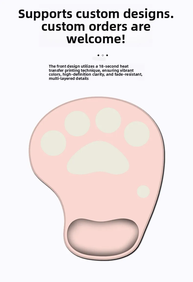 Katzenpfoten-Handgelenkauflage Mauspad Niedliche Silikon Ergonomische Schreibtischunterlage für Büro Gaming Mädchen 20+ Musteroptionen – Detail 6