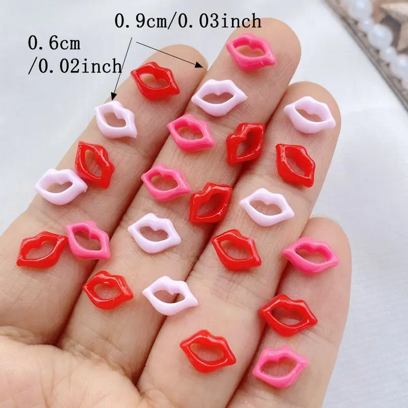 100Pcs Mixed Nail Art Resin Cartoon 6 * 9mm Lips Series Charms Rhinestones DIY Craft For Nail 3D Decorations Jewelry