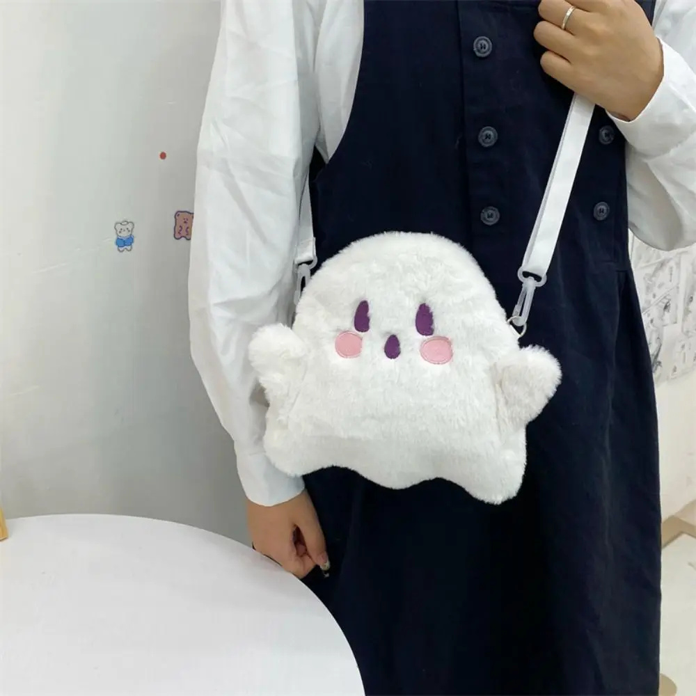 Large Capacity Cute Ghost Plush Bag Sweet Shoulder Bags Cartoon Doll Handbag Stuffed Plush Messenger Bag Girls