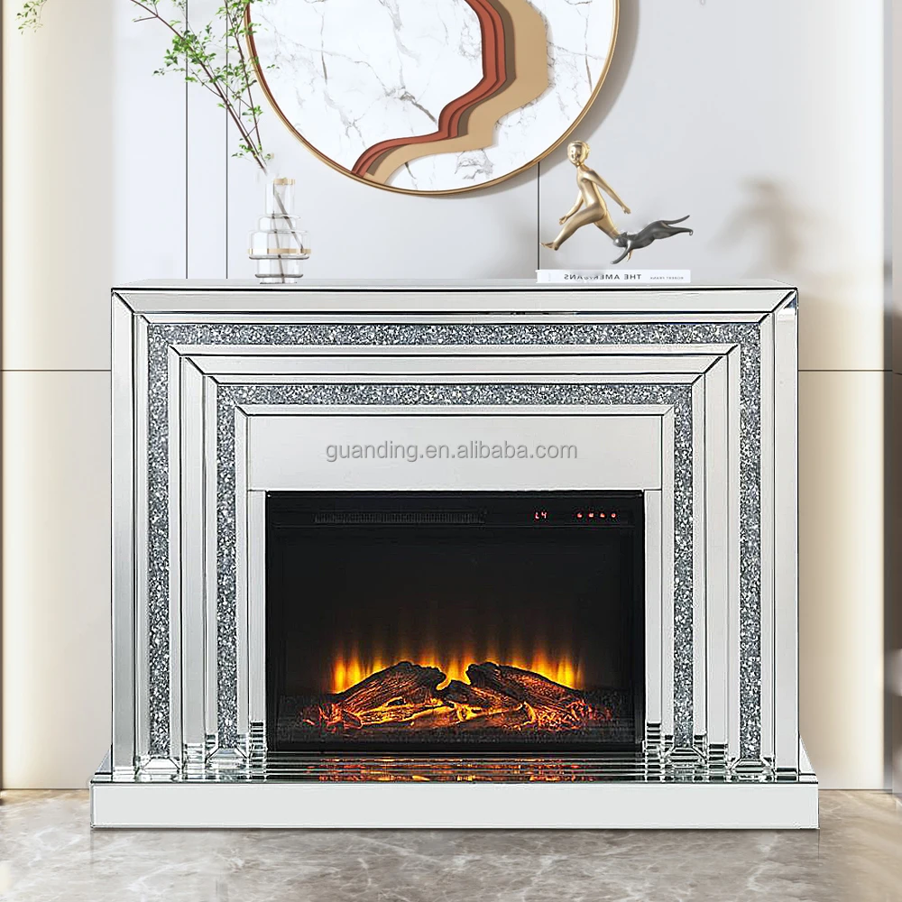 New Design Wholesale Modern Crushed Diamond Silver Mirrored TV Stand Fireplace Living Room Farmhouse Bedroom Decor Source