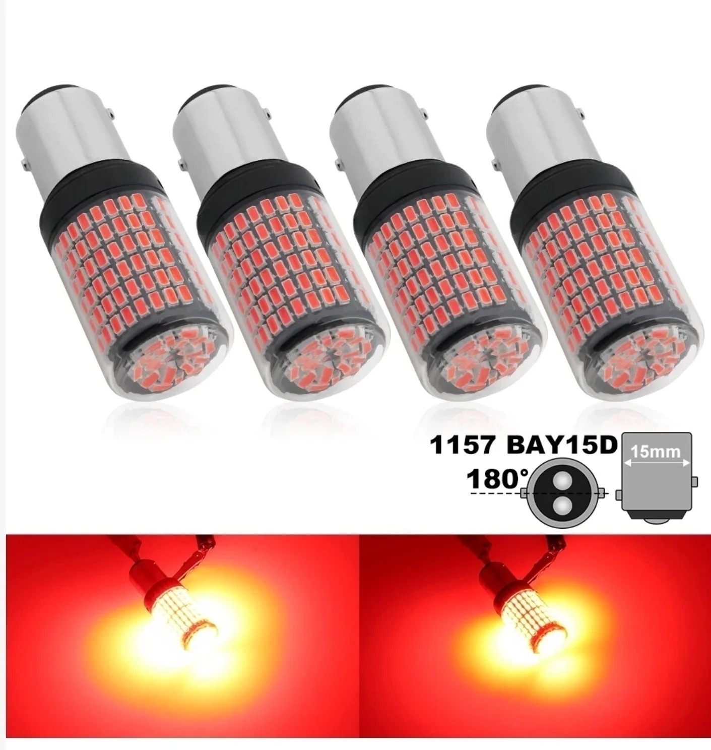 

4X красные светодиодные лампы 1157 BAY15D Canbus 144 SMD 20W для стоп-сигналов и задних фонарей автомобиля