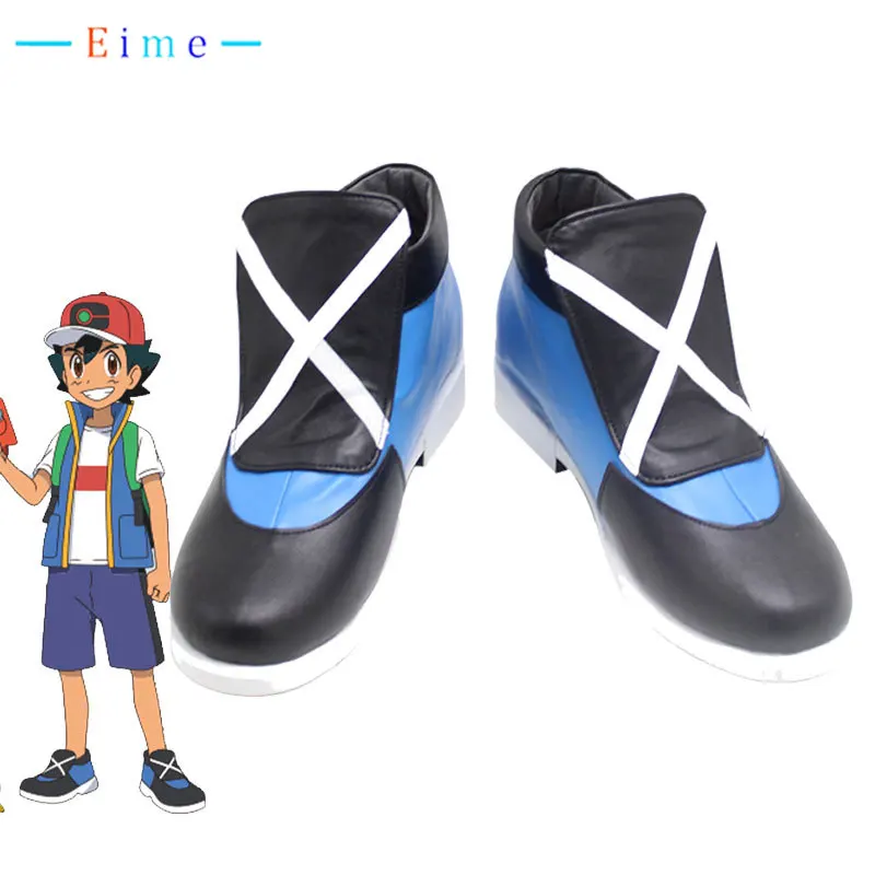 Ash ketchum cosplay sapatos halloween carnaval botas de couro do plutônio sapatos anime acessórios cosplay adereços feitos sob encomenda