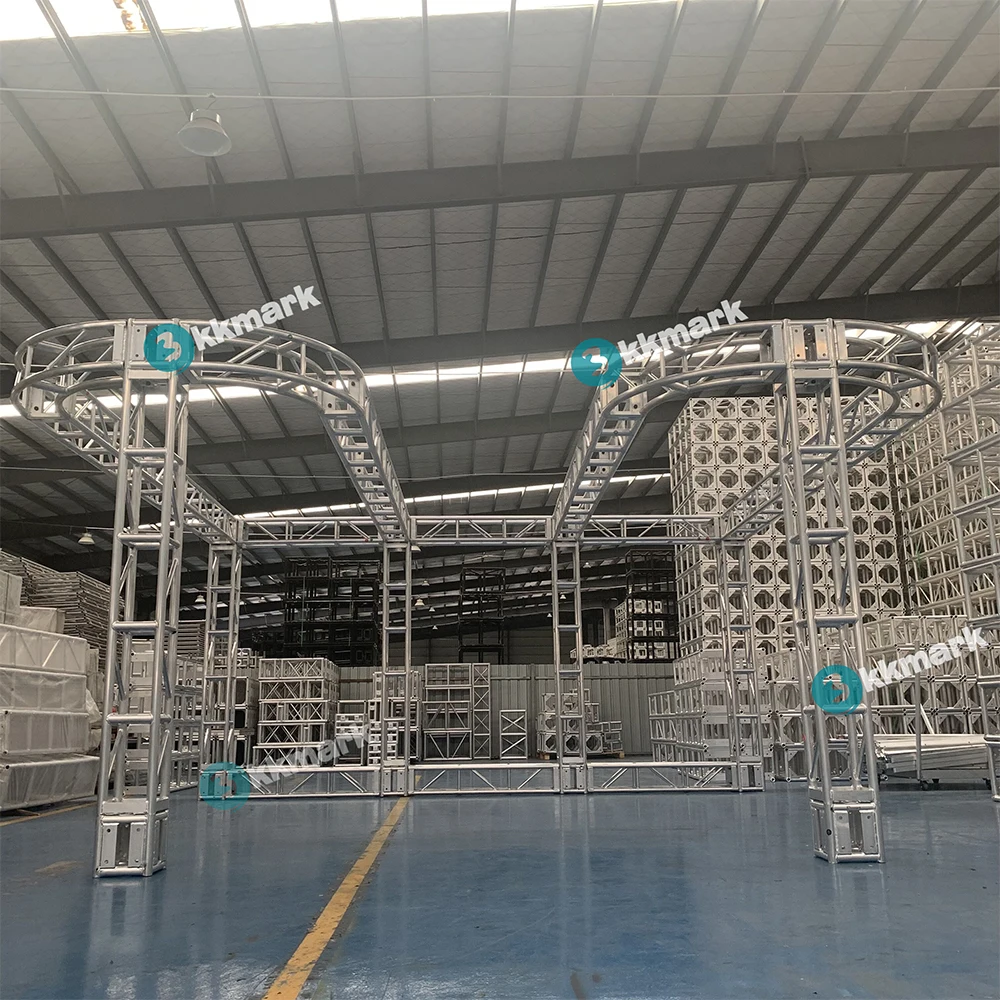 

Kkmark Silver Anode Coated Steel Lighting System Outdoor Roof Structure Aluminum Spans Steel Roof Truss