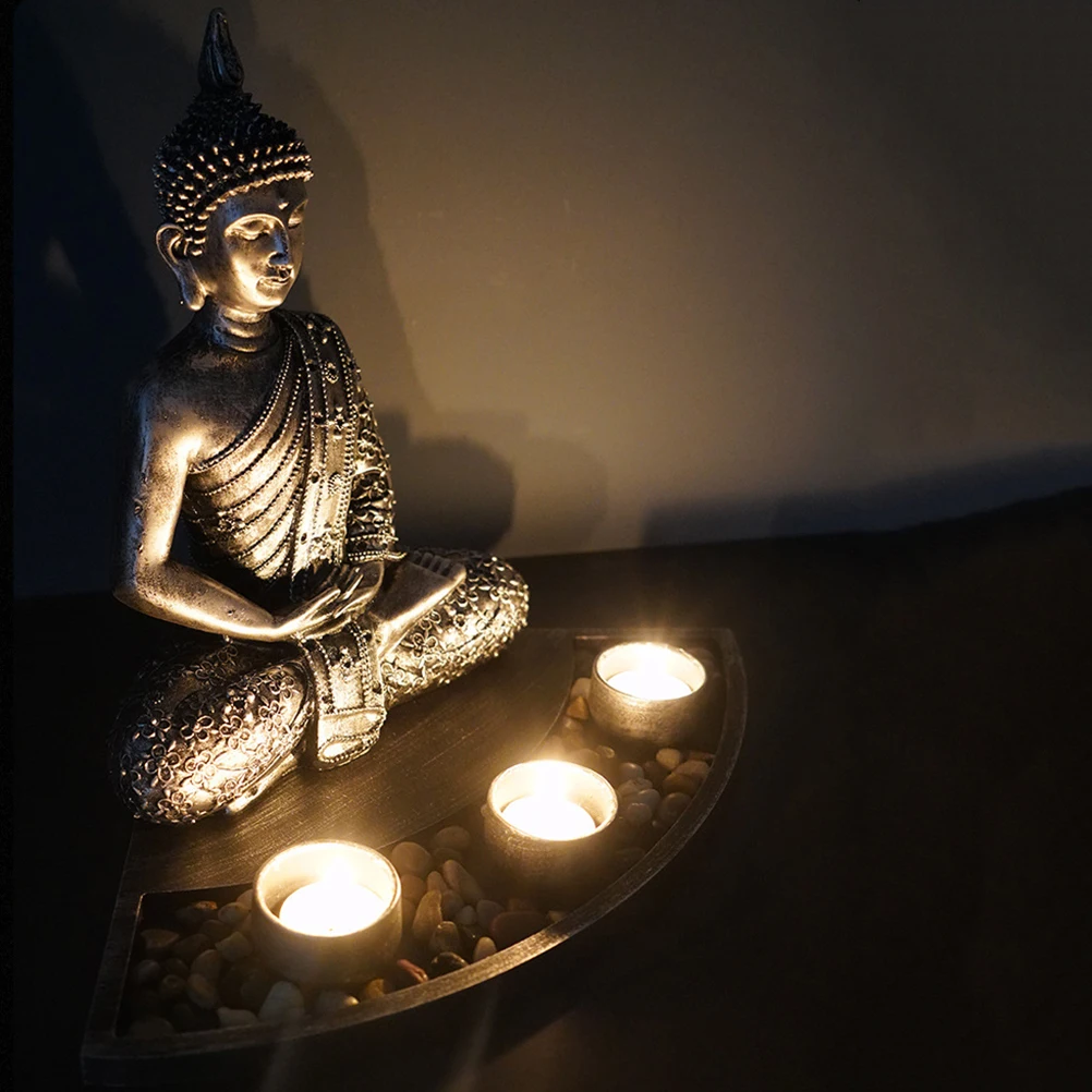 

Stick Holder Buddha Statue Desktop Figurine Candlestick for Beauty Salon Adornment