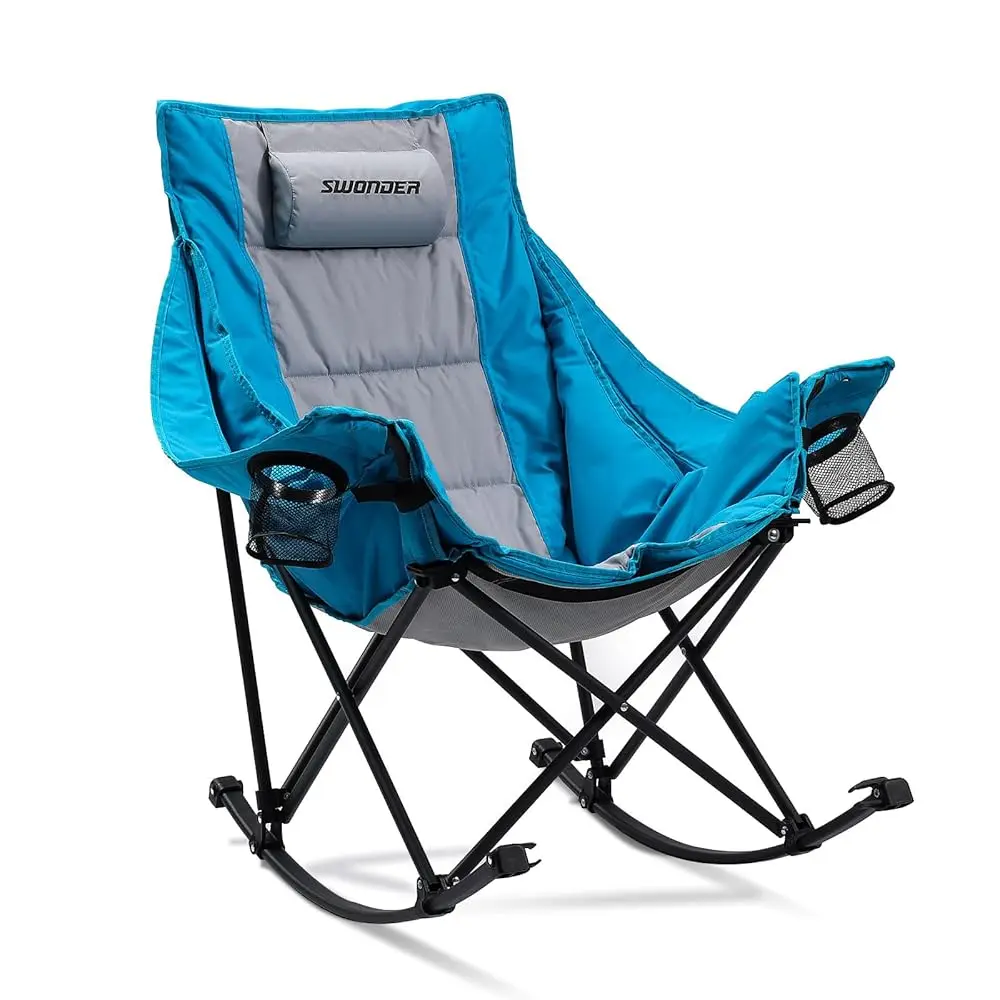 

Oversized Rocamping Chair With Innovative 2-In-1 Removable Seat Cushion For All Seasons, Fully Padded Folding Outdoor Chair
