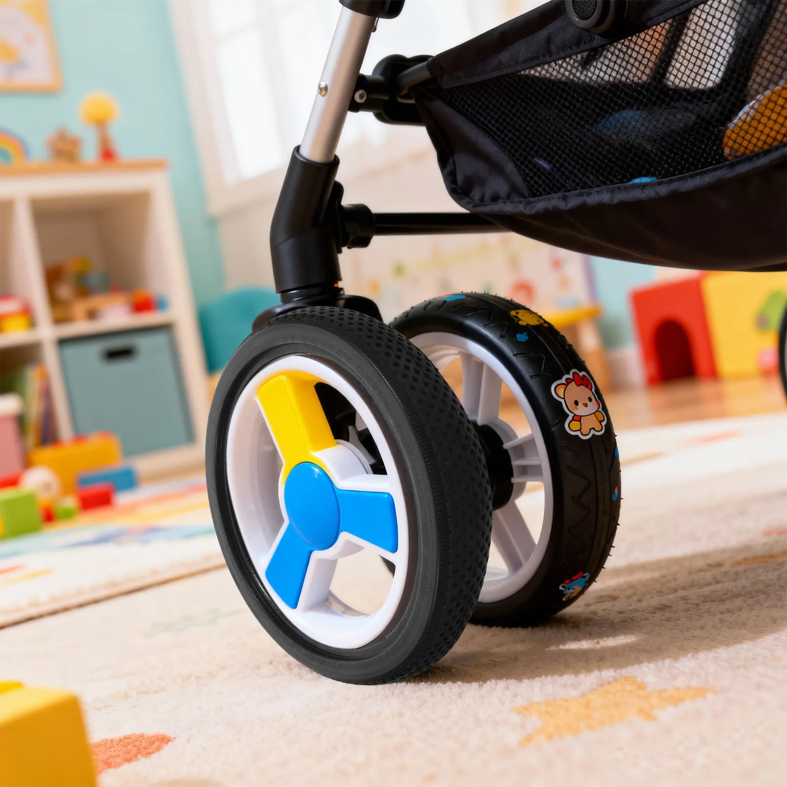 6 Inch Universal Stroller Silent Tire Rubber Replacement for Front Back Baby Walker Pram Trolley Carriage Enhanced Grip Noise