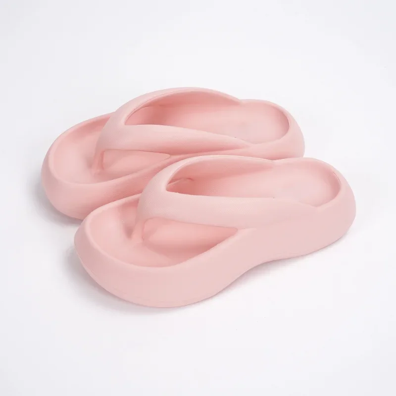 Women outside slippers fashion casual heeled female beach shoes summer flat platform outdoor 2024 new woman flip flops for trip