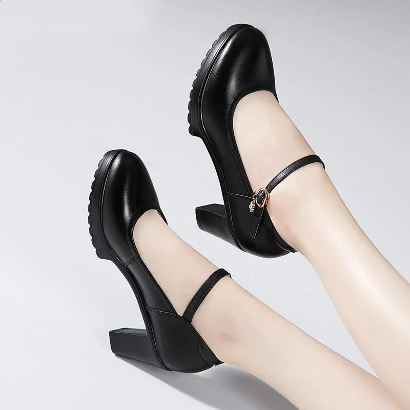 

Элегантные офисные женские туфли на высоком каблуке 7 см, 9 см, 12 см, туфли-лодочки на платформе, осень 2025, мягкая кожаная обувь, платье, офисная модель для вечеринки