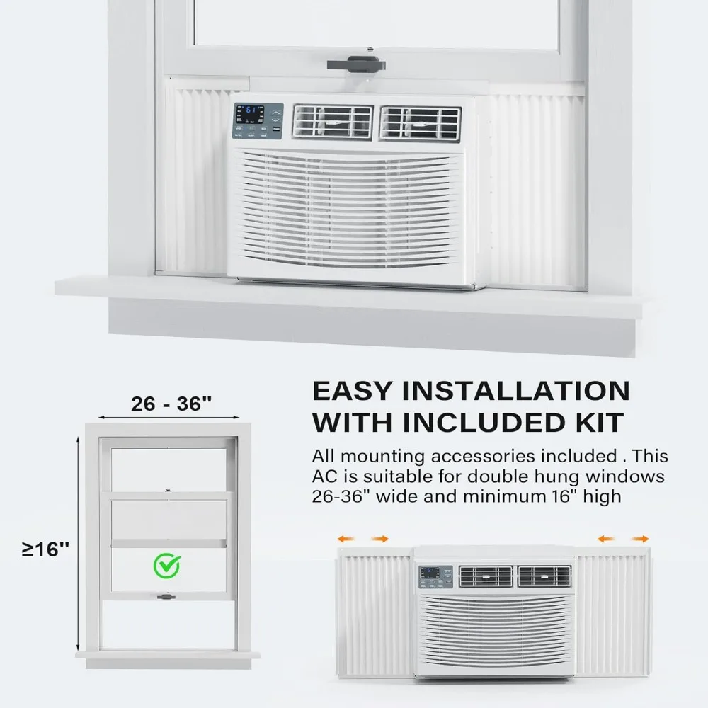 12000 BTU Fenster klimaanlage mit Wärme, ausgestattet mit Anwendung und intelligenter Sprach steuerung, einfaches Installation skit