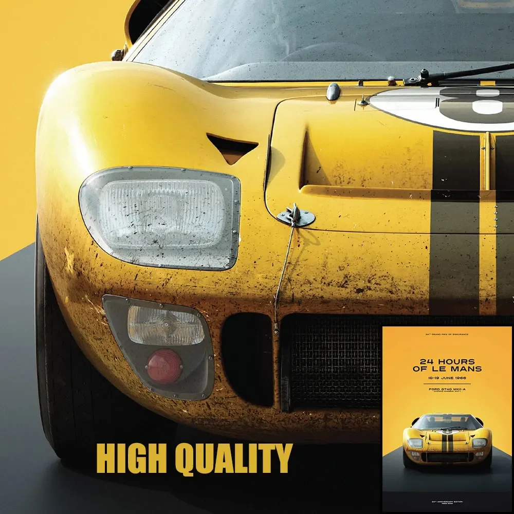 الحديث البوب الكلاسيكية جدار الفن ، 24 ساعة من لومان ، فورد GT40 ، MKII-A ، سباق ملصق ، HD ملصق ، طباعة ، المنزل ، غرفة نوم ، غرفة المعيشة ديكور