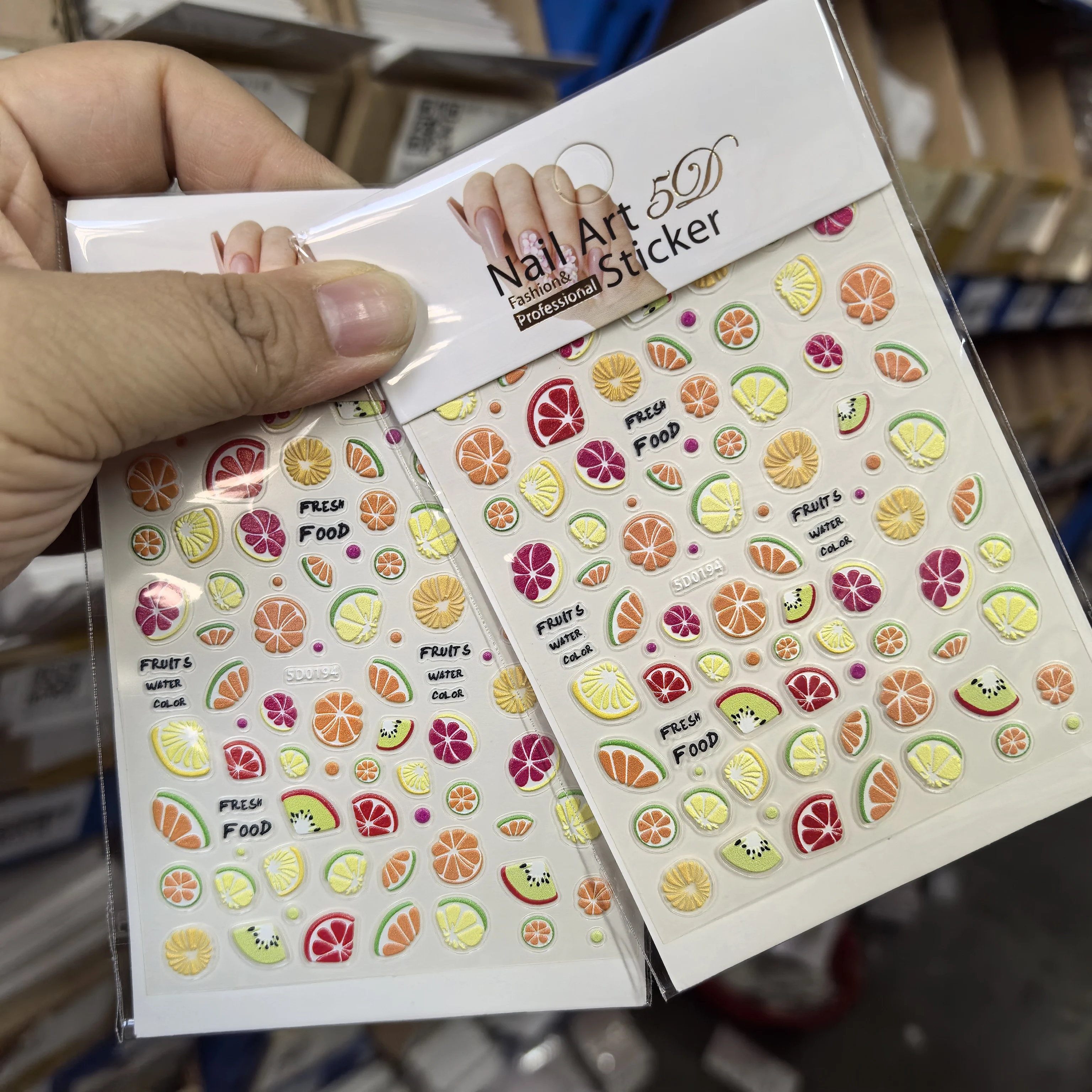 1pc 5D Lemon Tangerine Strawberry Fruits Nail Stickers Kawaii Summer Nail Art Decorations Self-Adhesive Sliders Nail Decorations