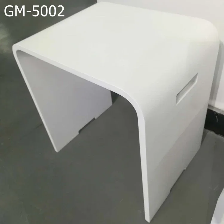 Taburete de ducha de superficie sólida acrílica de piedra Artificial blanca moderna, asiento de banco de baño, silla para baño y dormitorio