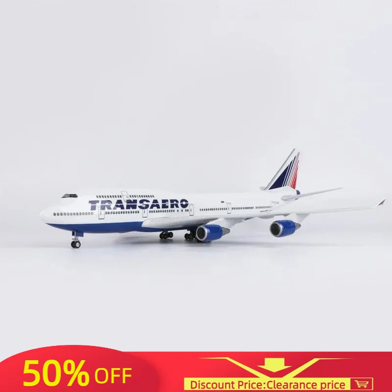 

B747 Russia Transaero Airplane Model Toy 1/150 Airline 747 Plane Model Light and Wheel Landing Gear Plastic Resin Plane Model